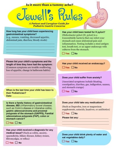Learn more about Jewells Rules, a free Patient and Caregiver Guide for Pediatric Gastric Concerns.